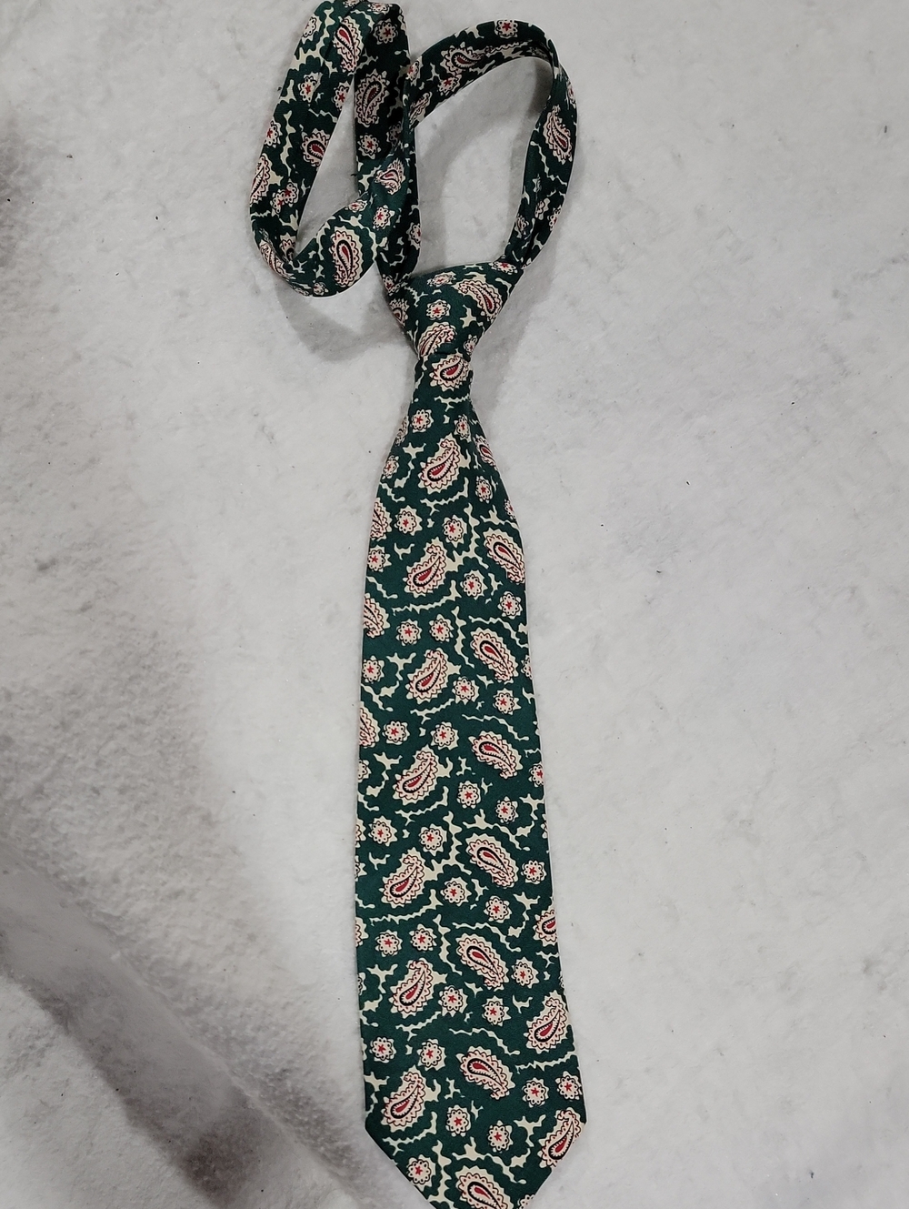 Vintage Polo by Ralph Lauren Green Paisley Tie with Cream & Red Accents
